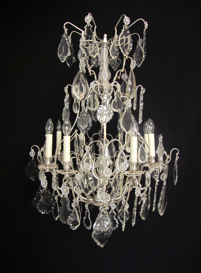An elegant silvered French chandelier