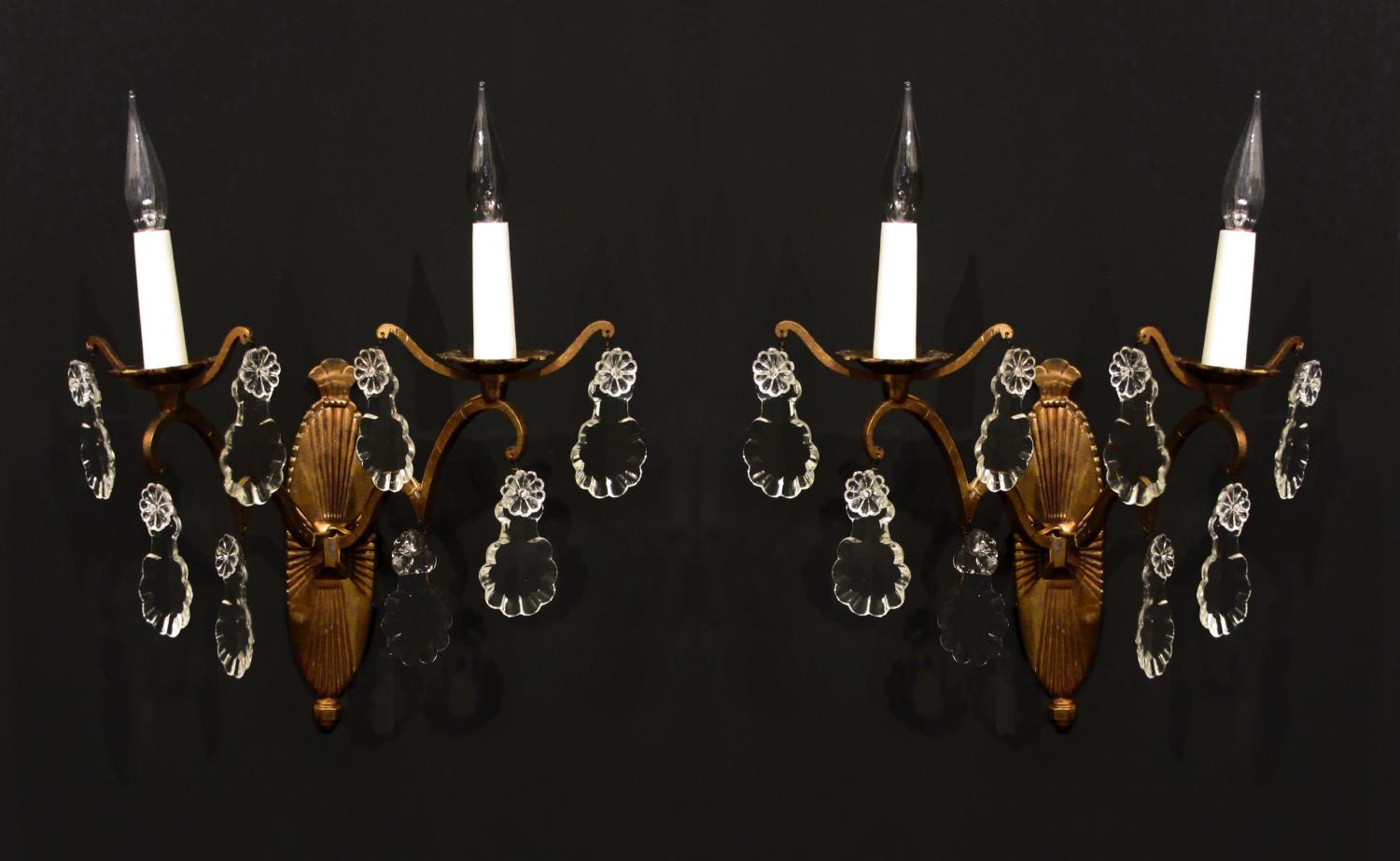 A pair of 1920's wall lights