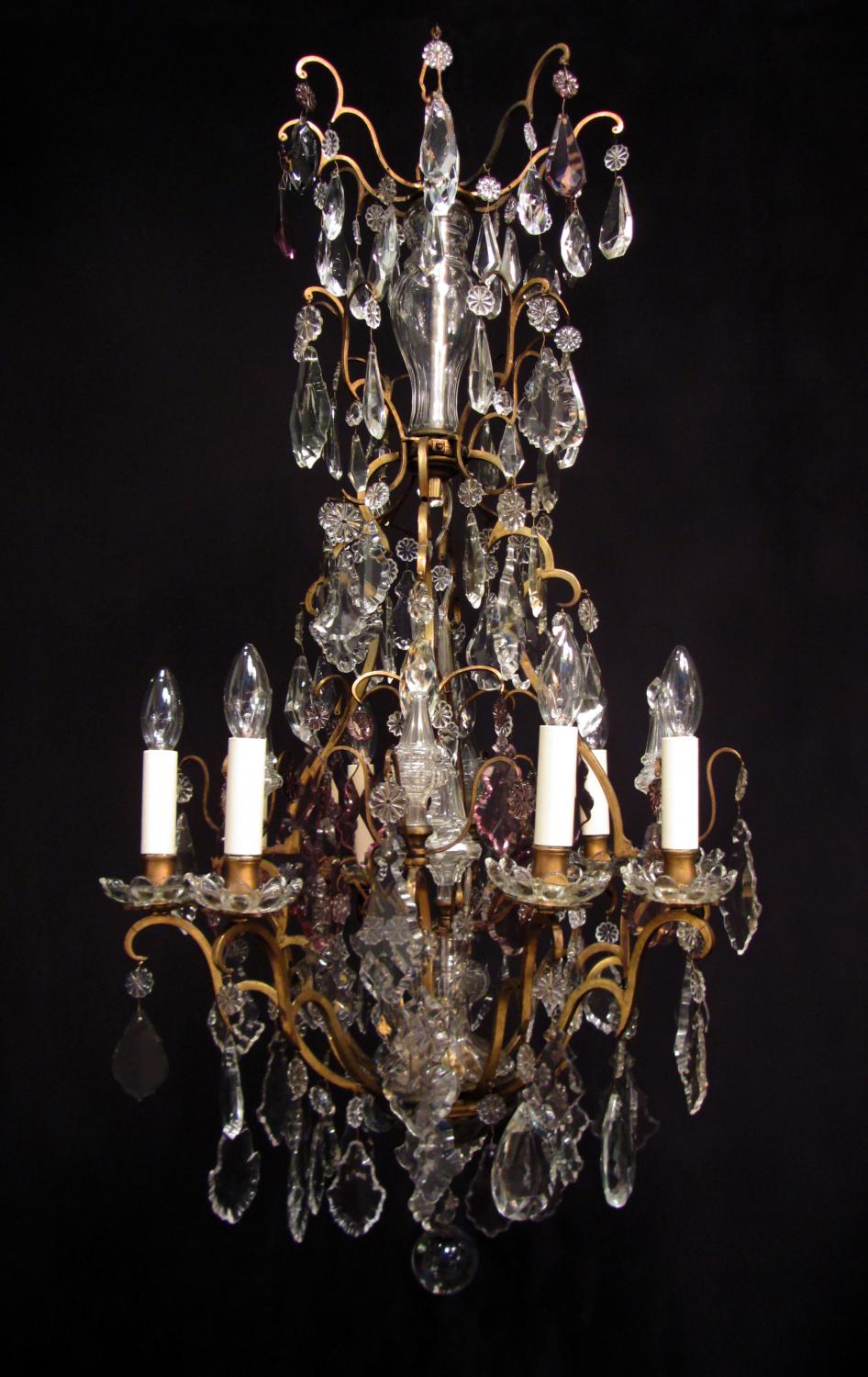 A gilt brass eight arm French chandelier