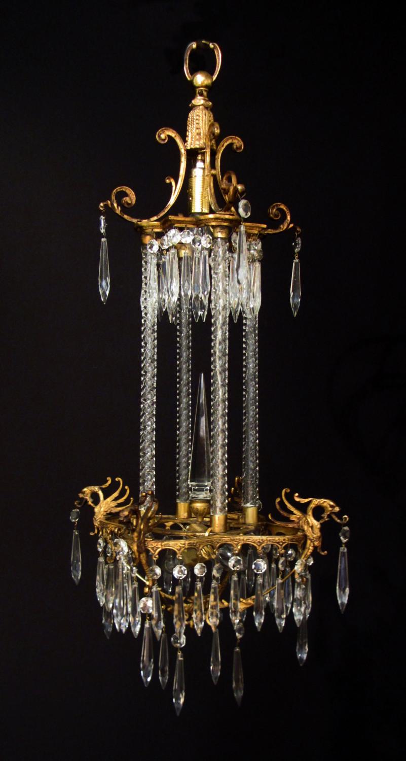 An unusual oriental style gilt chandelier