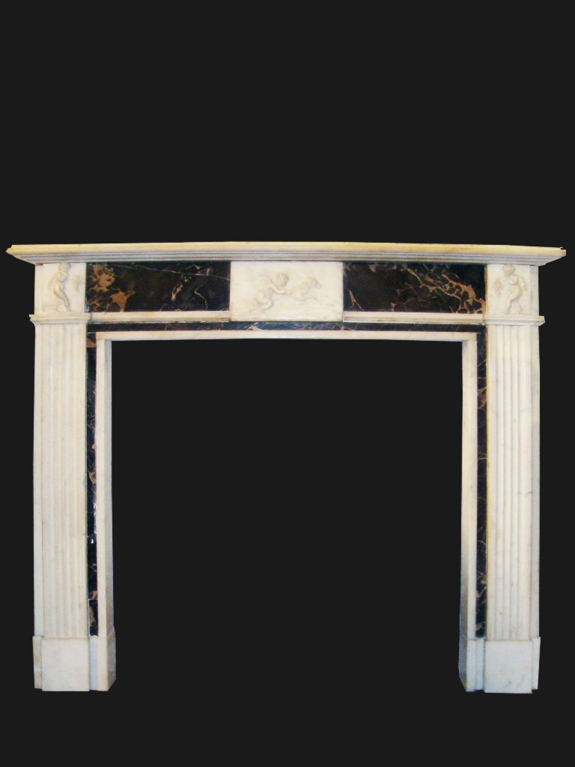 White and black marble fire surround