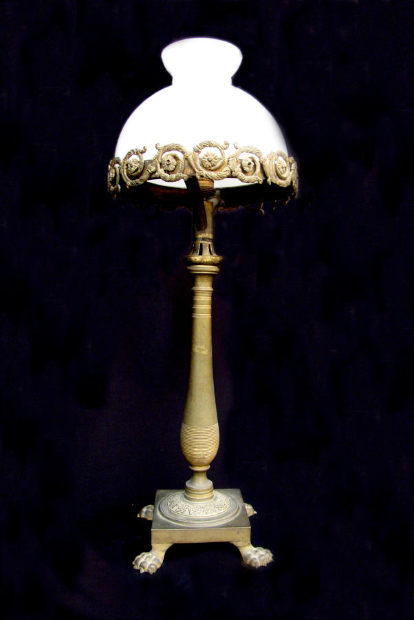A bronze table lamp