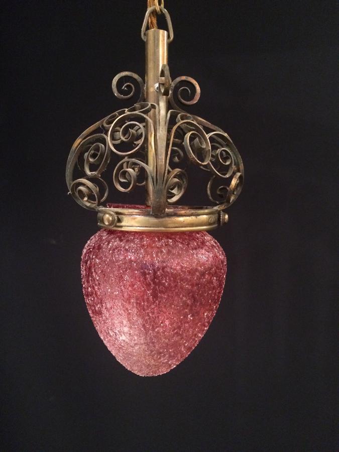 A small Faraday & Son glass and brass acorn lantern