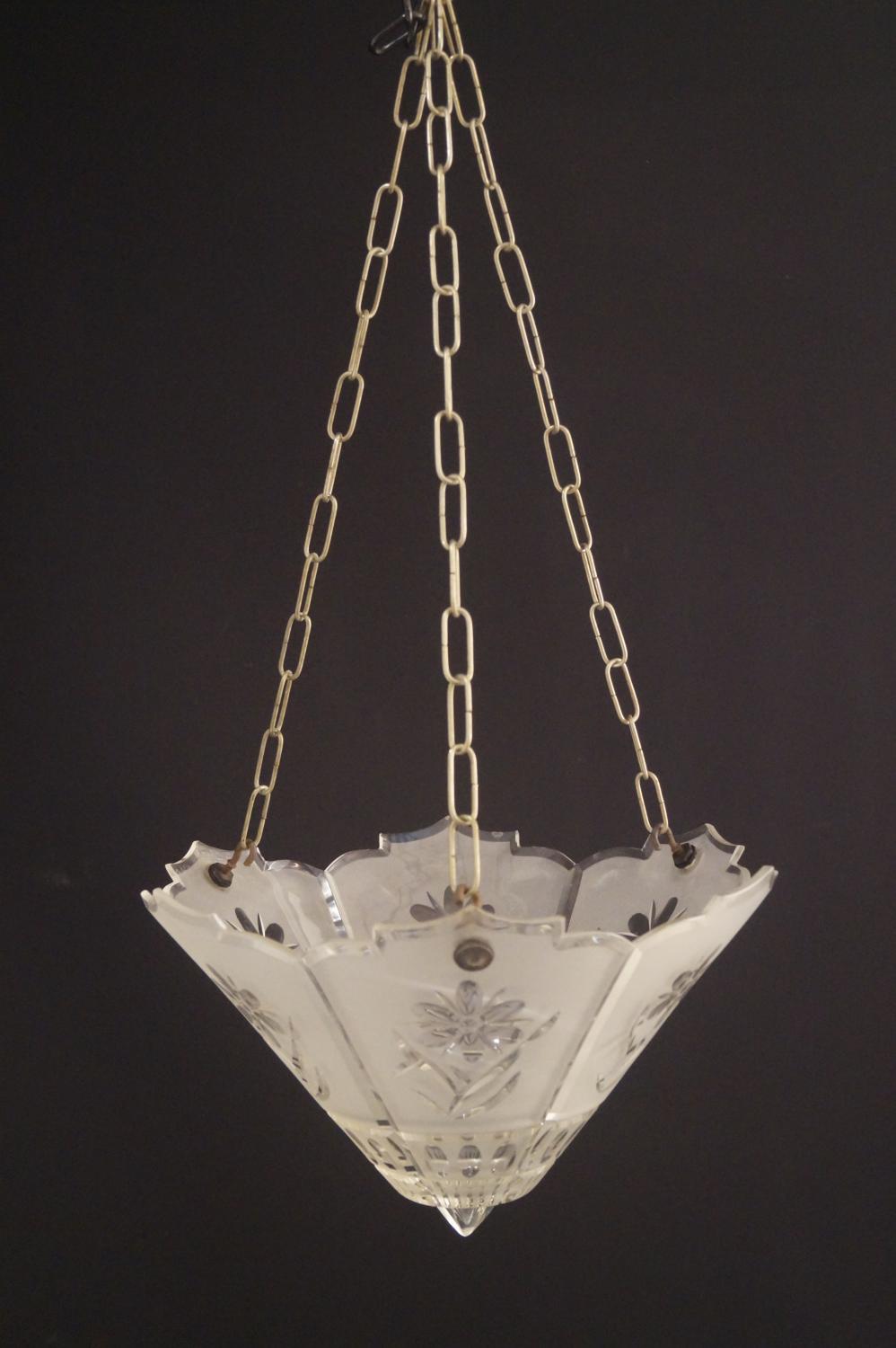 An unusual Art Deco cut glass ceiling light