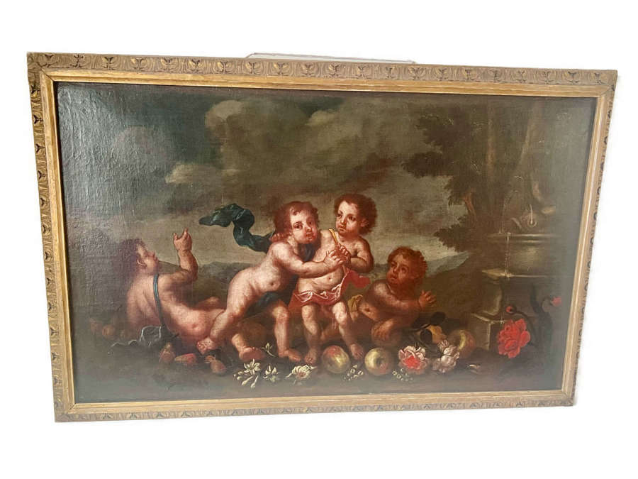 An oil painting of Putti