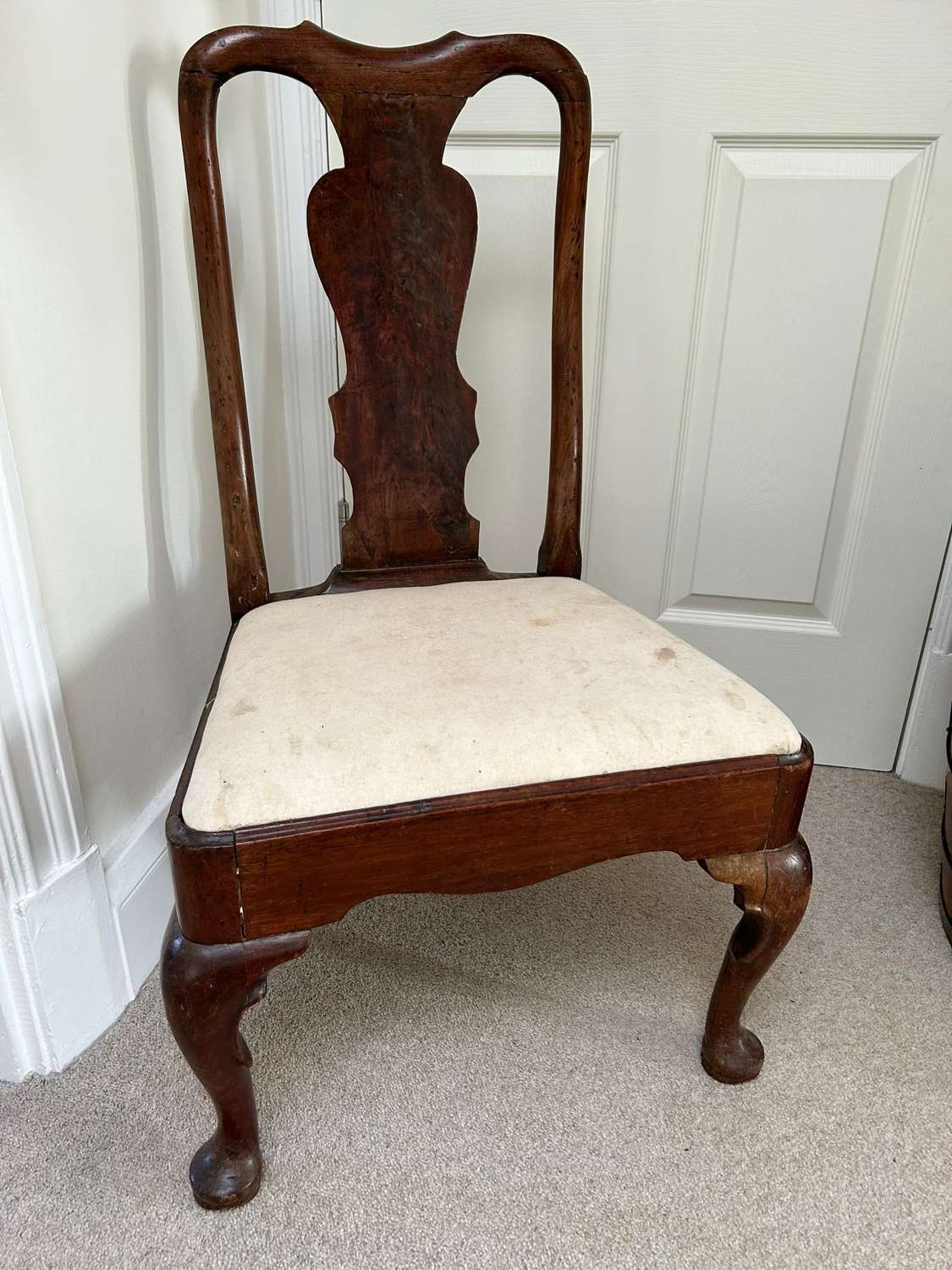 A Walnut George 2nd foot chair