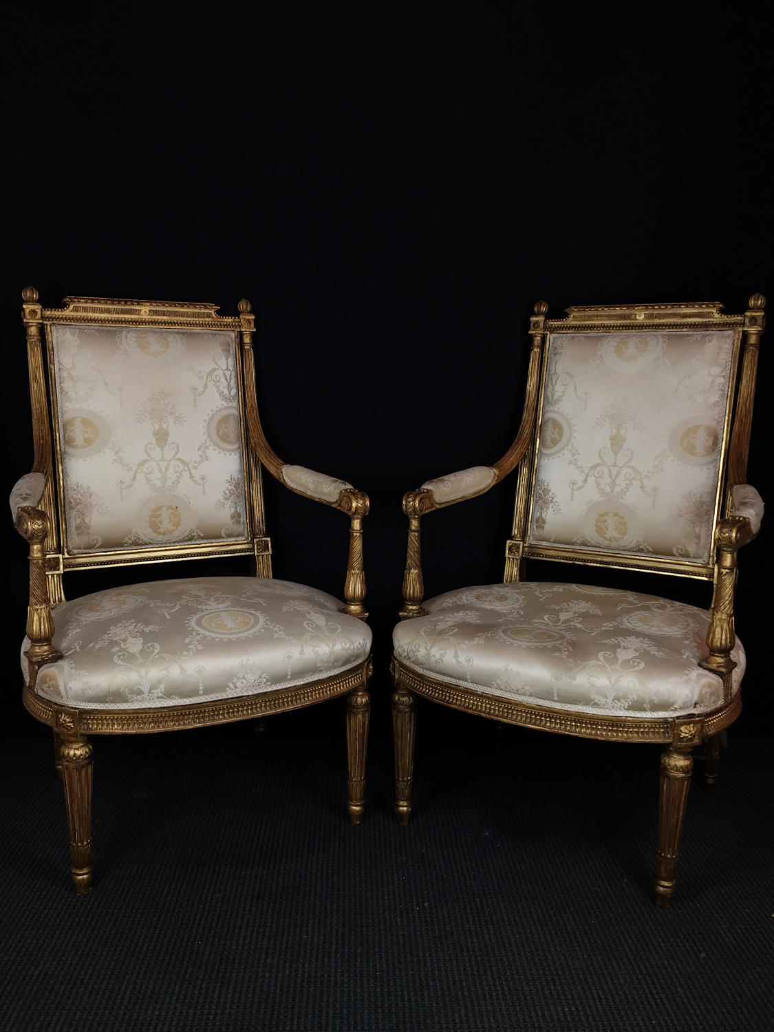 A Pair of Italian Louis XVI Style Arm Chairs