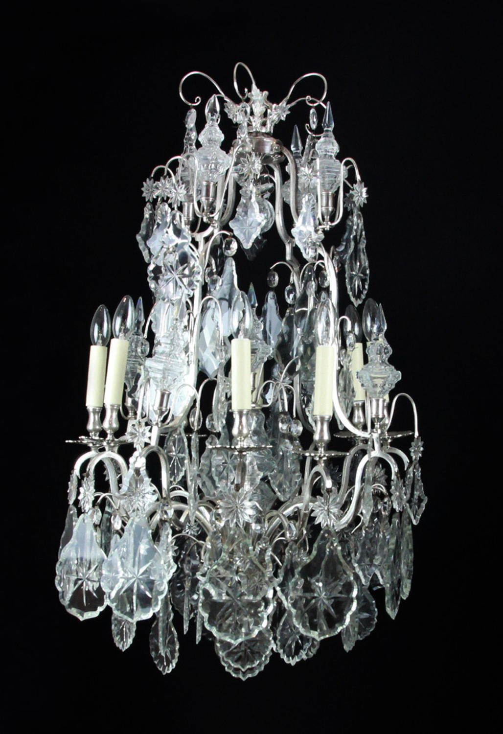 A Silvered Bronze Cage Chandelier