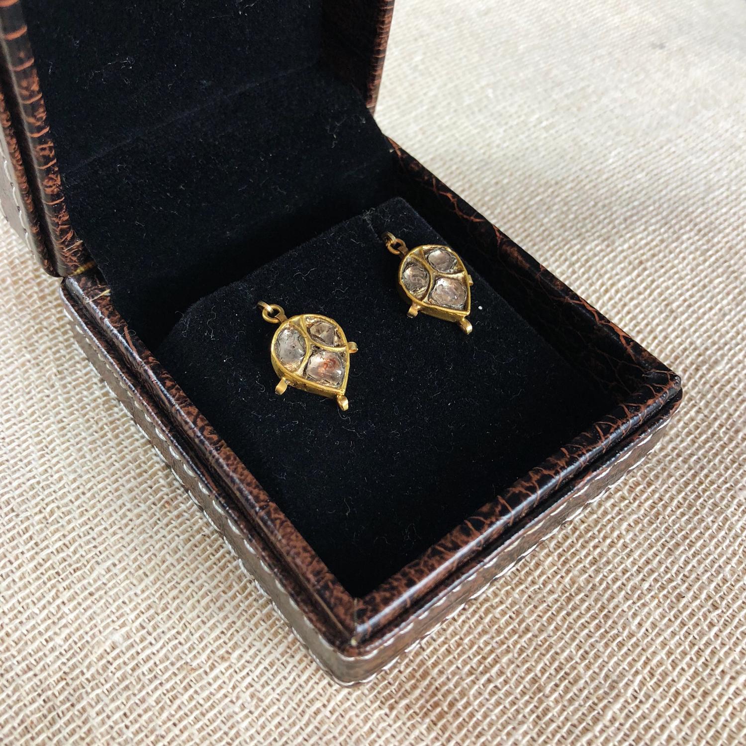 A pair of Polke diamond Indian earrings