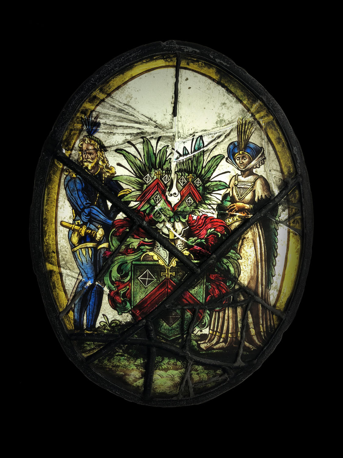 Armorial Oval Stained Glass Window