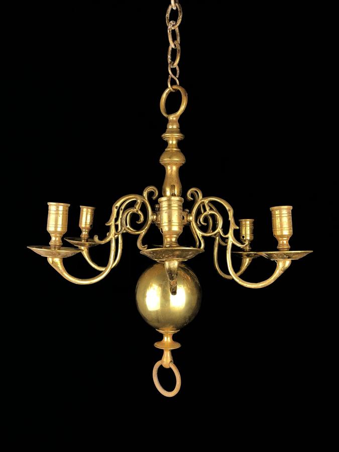 A dutch brass ball chandelier