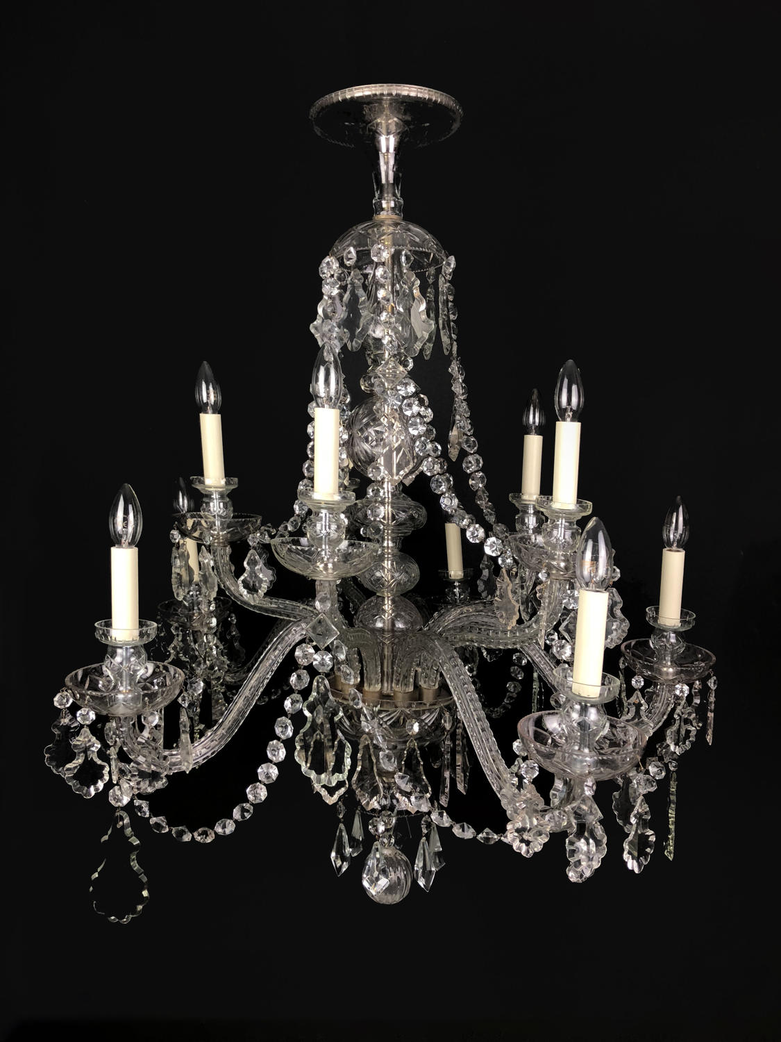 A large twelve arm English style chandelier