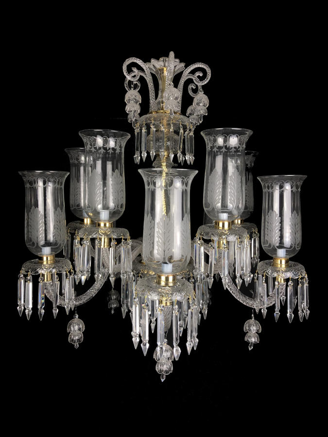 An exquisite cut glass chandelier