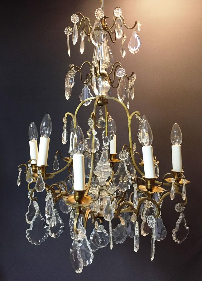 A gilt-brass and crystal chandelier