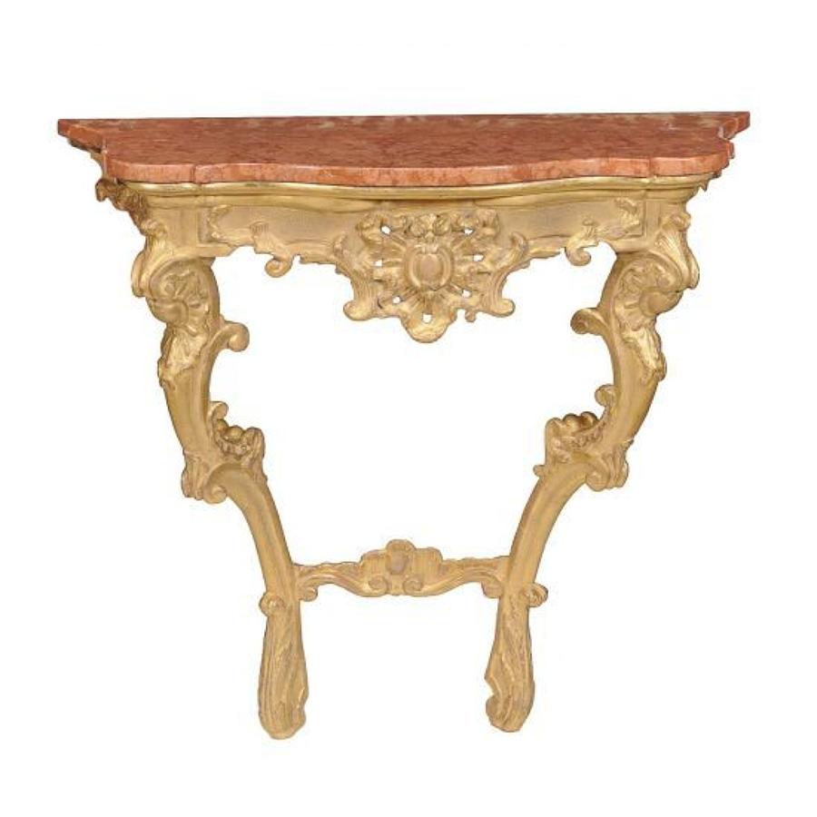 A gilt-wood and marble topped console table
