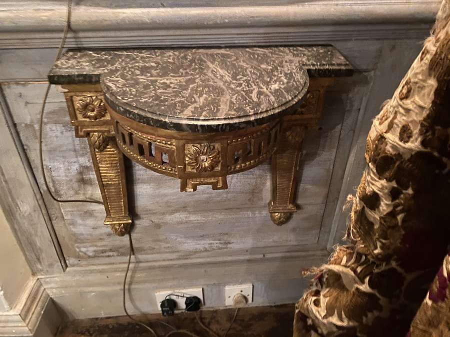 A French Louis Philippe guilt wood and water gilded consul table