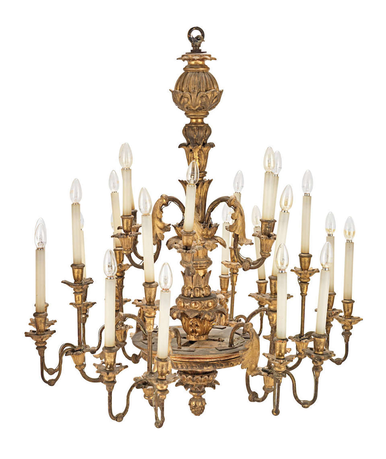 A North Italian carved gilt metal chandelier