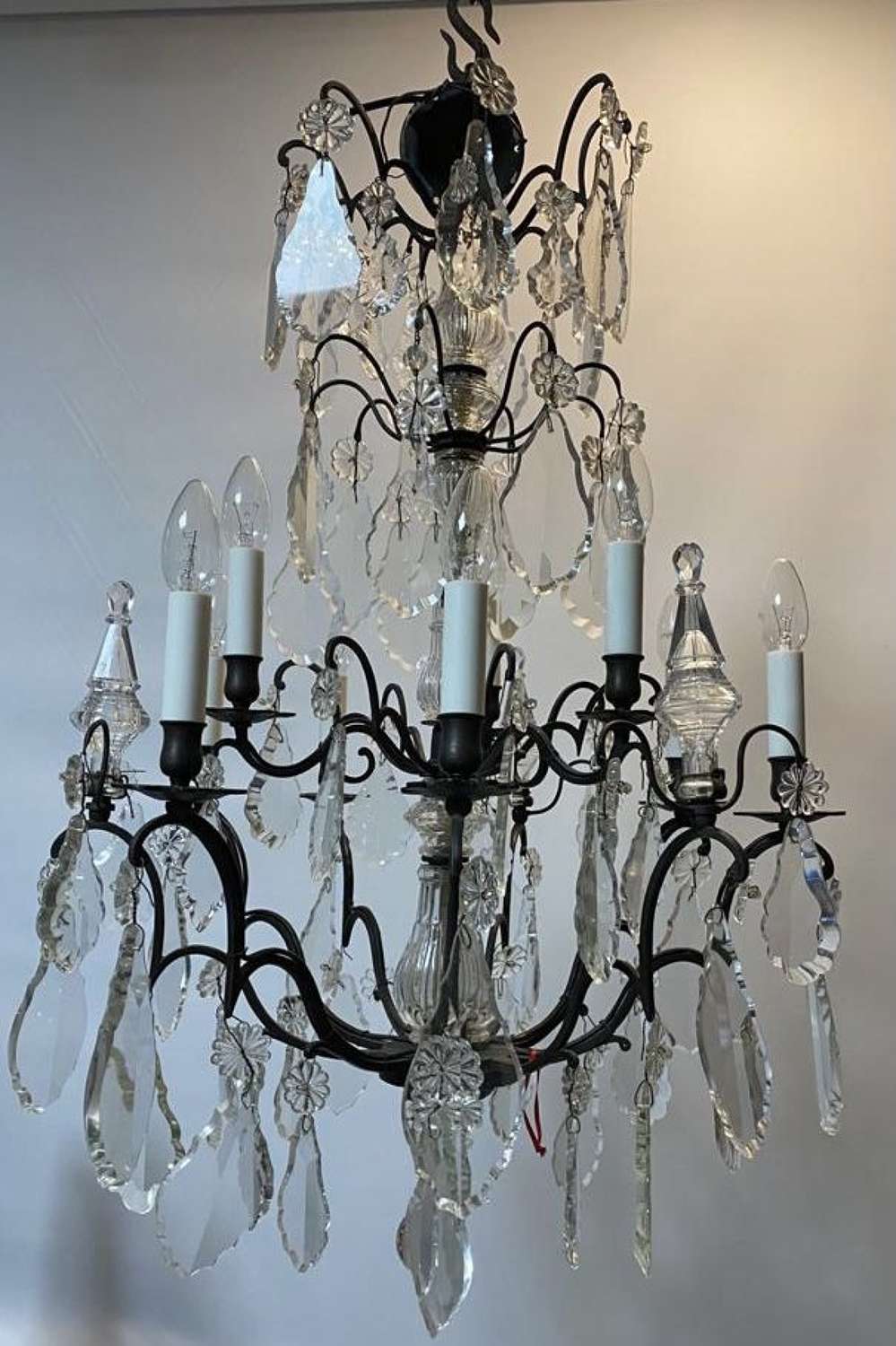 A French two tier bronze chandelier