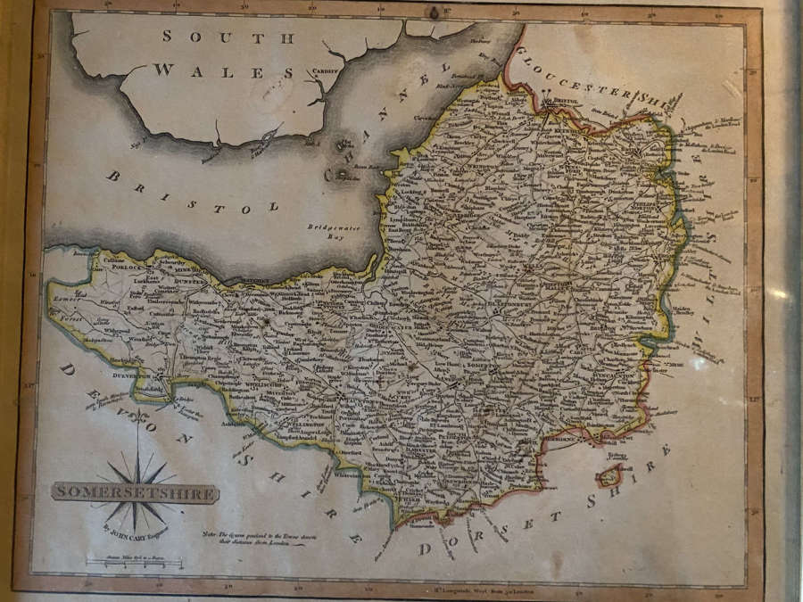 Print of a map of Somerset