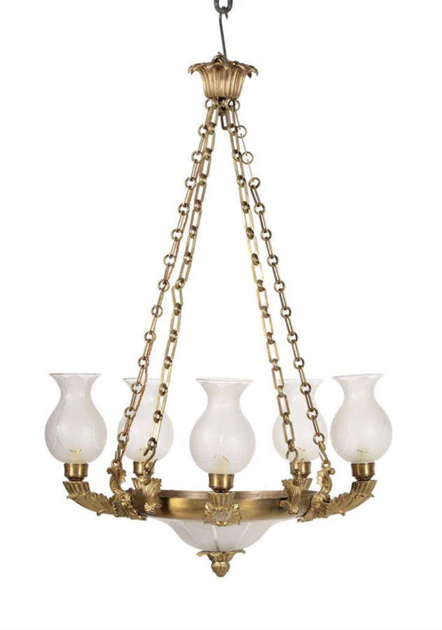 A gilt metal chandelier