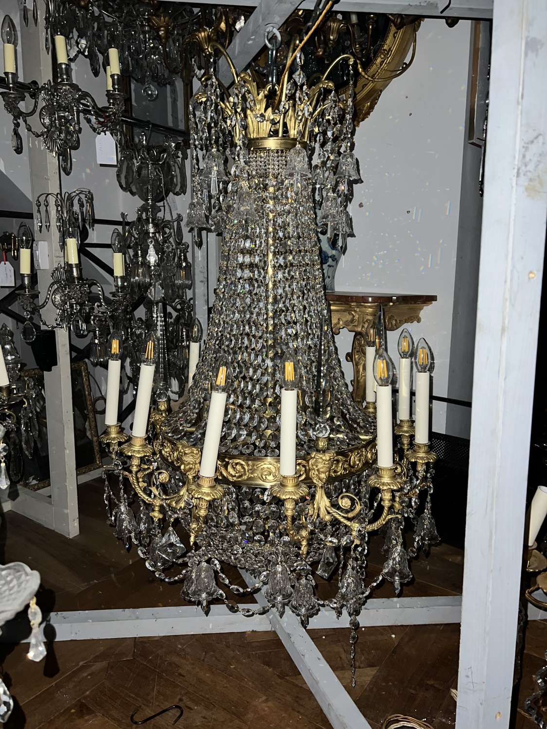 A superb Louis 16 style large HandCut crystal glass chandelier