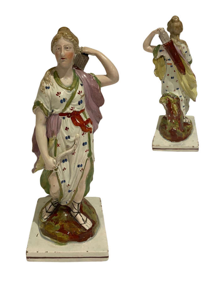 A Pearlware figure of Diana goddess of hunting