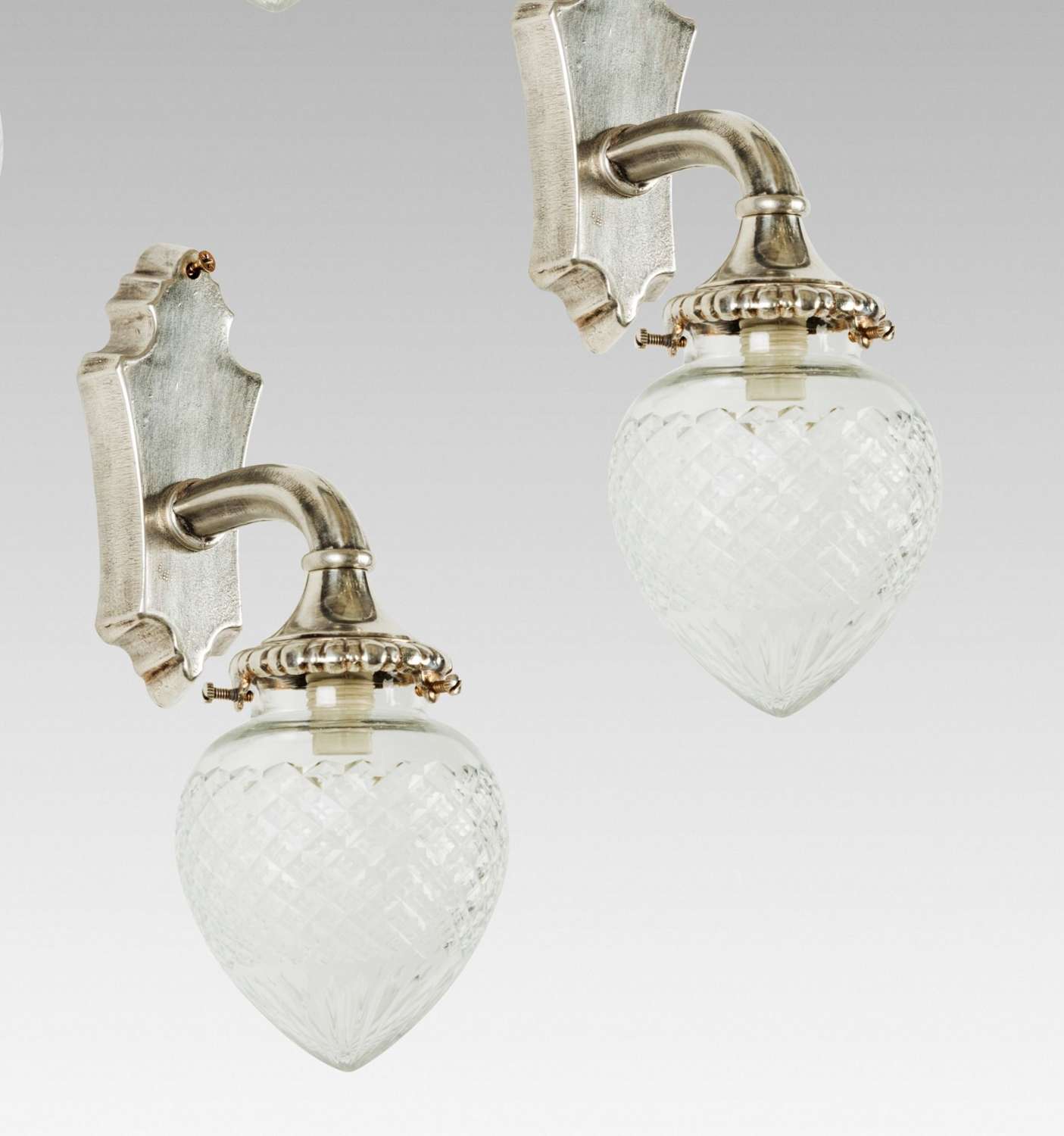 A pair of ostler style Cut crystal glass Acorn lights