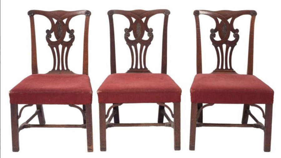 A set of three George the third mahogany dining chairs