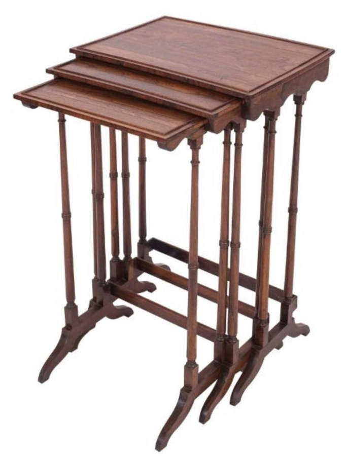 The rosewood nest of three octagonal tables circa 1815