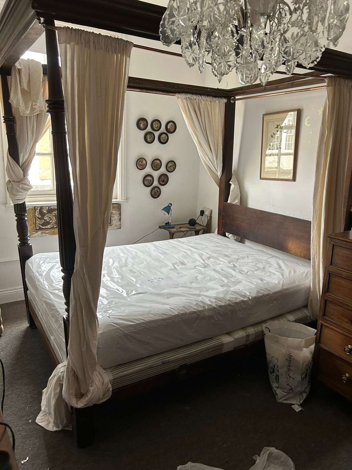 A Regency English mahogany Column tester bed